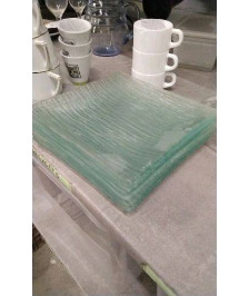 ASSIETTES CARREES EN VERRE 