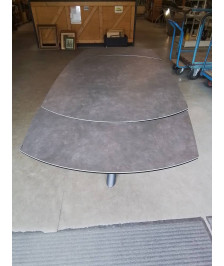 TABLE EXTENSIBLE MONDO VIRO VERRE EFFET MARBRE PIÈTEMENT MÉTAL GRIS 2 RALLONGES DE 35 CM