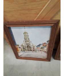HUILE SUR TOILE HONFLEUR EGLISE ST LEONARD 