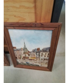 HUILE SUR TOILE HONFLEUR LE PORT ET L EGLISE ST ÉTIENNE 