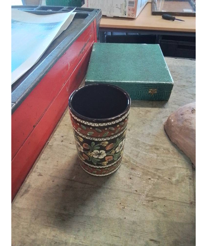 VASE ROULEAU CÉRAMIQUE ÉMAILLÉE 15 CM