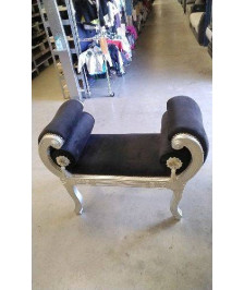 BANQUETTE BAROQUE NOIR ET ARGENT
