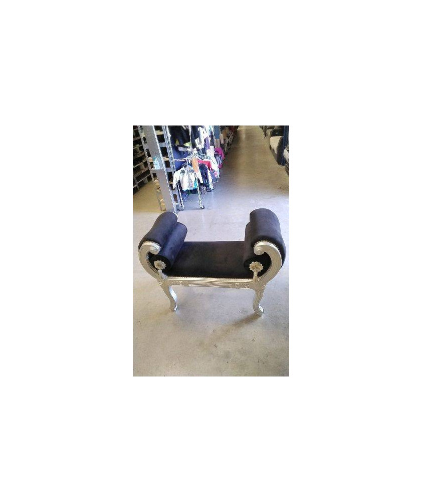 BANQUETTE BAROQUE NOIR ET ARGENT