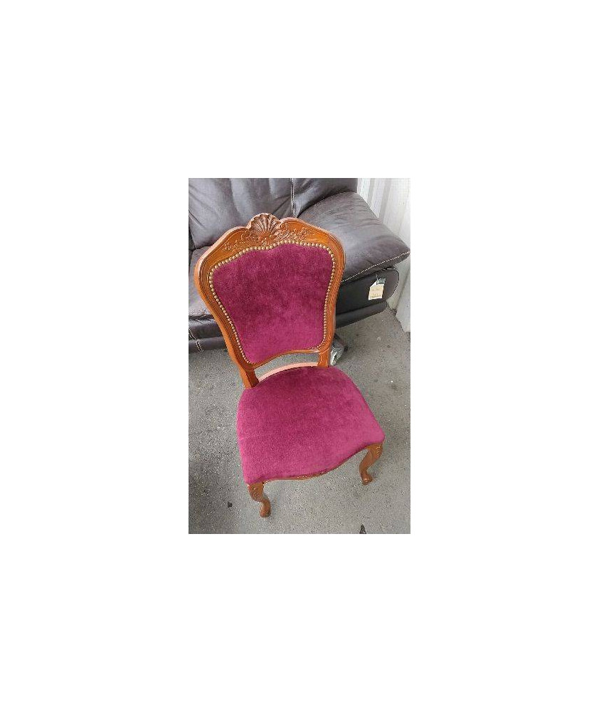 CHAISE BOIS VELOURS ROUGE
