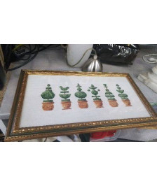 CADRE DORE POT DE FLEURS 