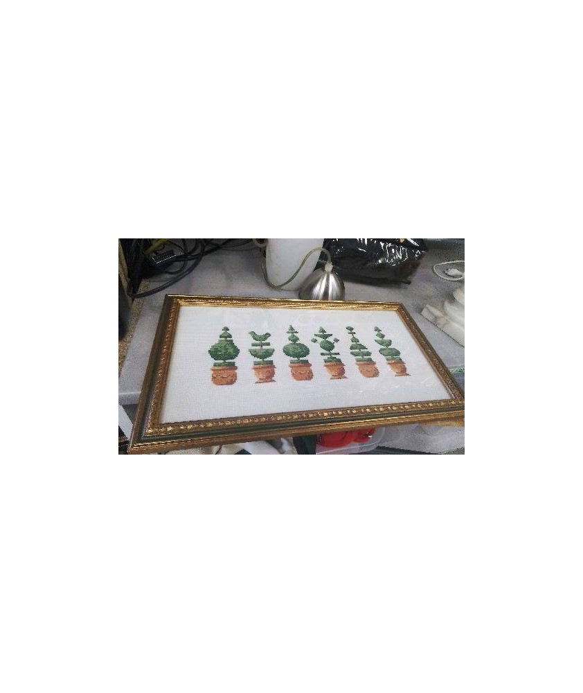 CADRE DORE POT DE FLEURS 