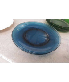 ASSIETTES VERRE BLEUES X2 