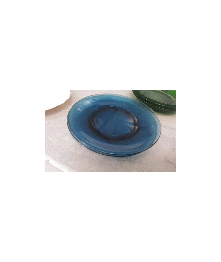 ASSIETTES VERRE BLEUES X2 