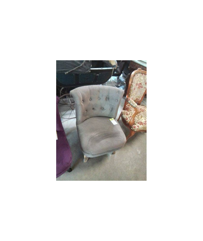 CHAUFFEUSE TISSU TAUPE PIEDS CAMBRES BOIS NATUREL 