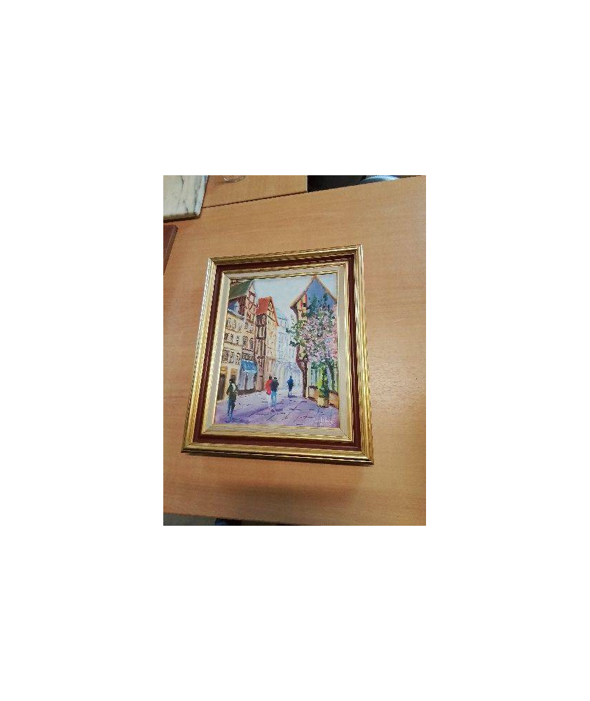 HUILE SUR TOILE ROUEN RUE SAINT ROMAIN 27X35