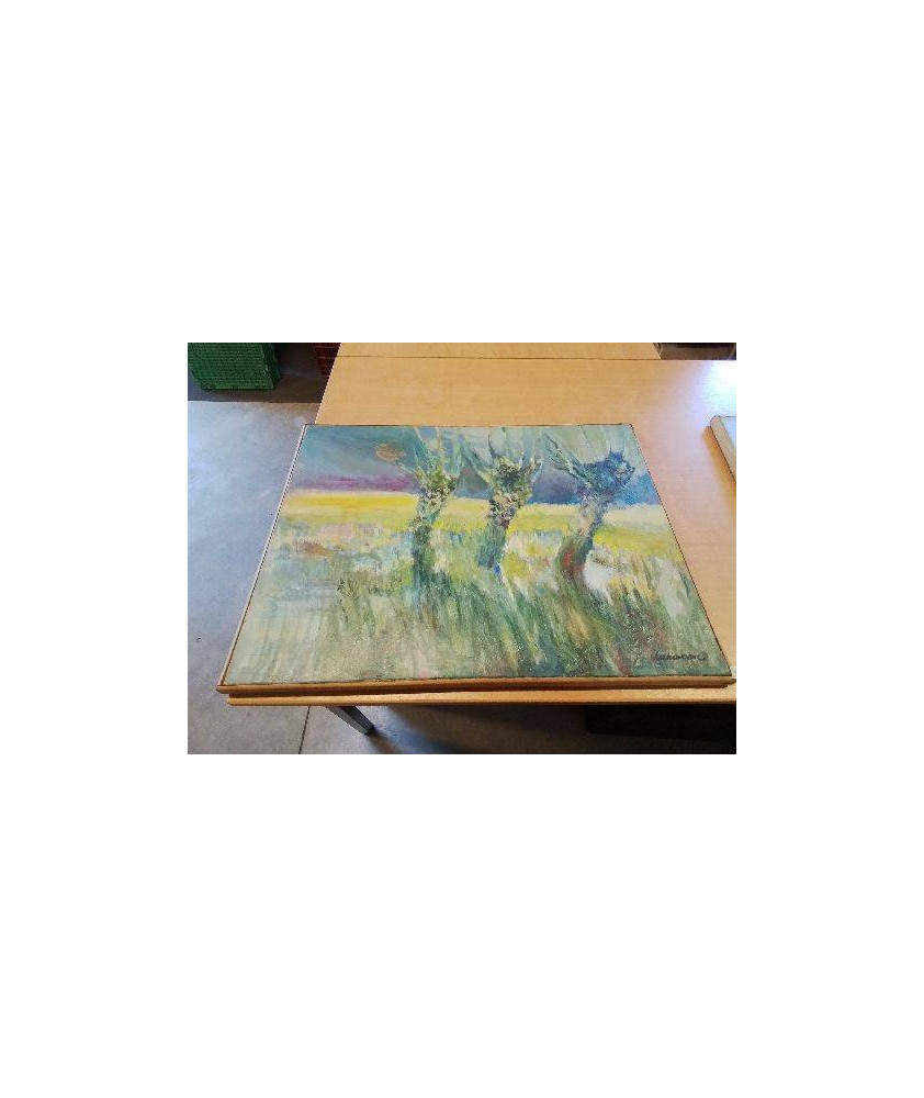 HUILE SUR TOILE ARBRES PIERRE LURIENNE PEINTRE HAVRAIS XXE