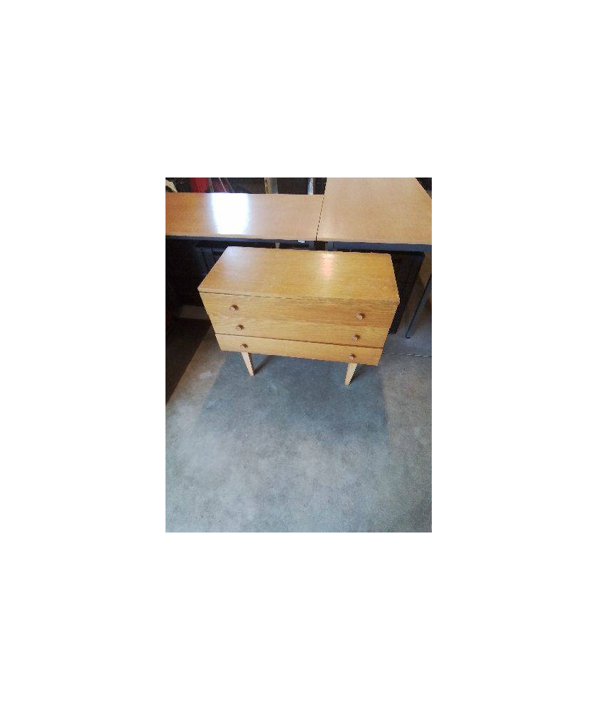 COMMODE 3 TIROIRS ANNÉES 60 BOIS CLAIR 