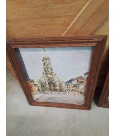 HUILE SUR TOILE HONFLEUR EGLISE ST LEONARD 