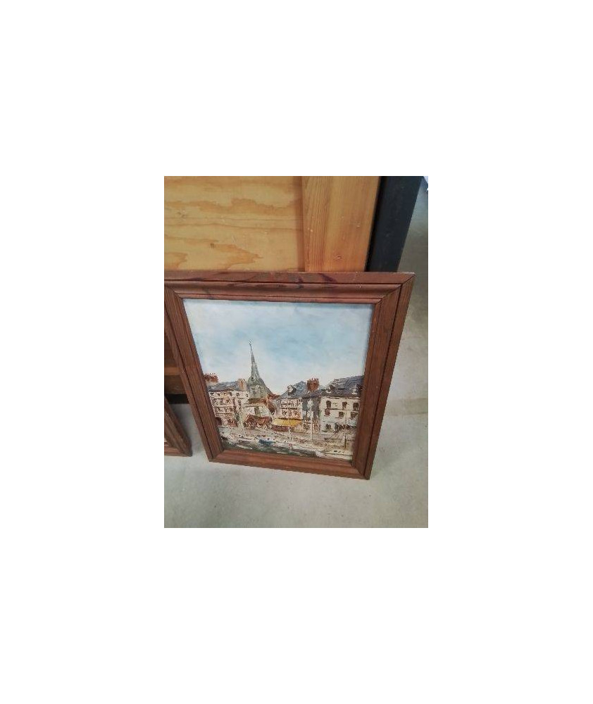 HUILE SUR TOILE HONFLEUR LE PORT ET L EGLISE ST ÉTIENNE 