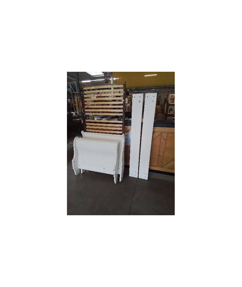 LIT BOIS BLANC AVEC SOMMIER A LATTES 90X190 