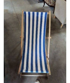 CHILIENNE PLIANT TISSU RAYÉ BLEU ET BLANC 