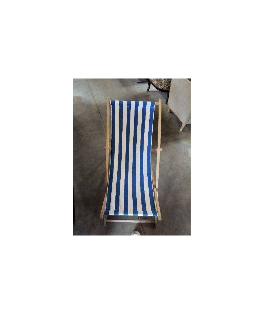 CHILIENNE PLIANT TISSU RAYÉ BLEU ET BLANC 
