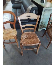 CHAISE BOIS PAILLÉ A POIGNÉE 