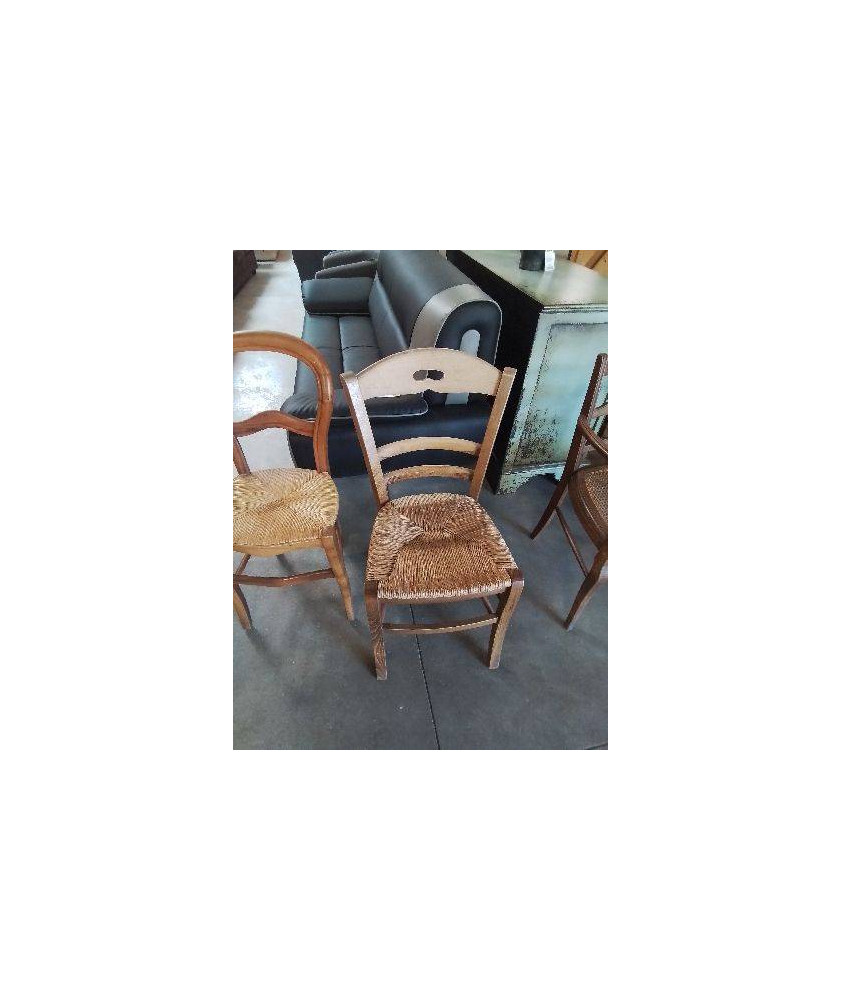 CHAISE BOIS PAILLÉ A POIGNÉE 