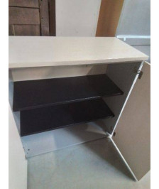 ARMOIRE BASSE DE BUREAU BOIS BEIGE ET GRIS  2 PORTES HAWORTH