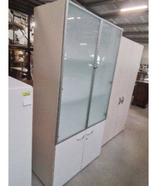ARMOIRE DE BUREAU VITREE  BOIS BLANC 4 PORTES BURONOMIC 