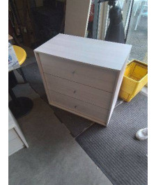 COMMODE 3 TIROIRS BOIS BLANC 
