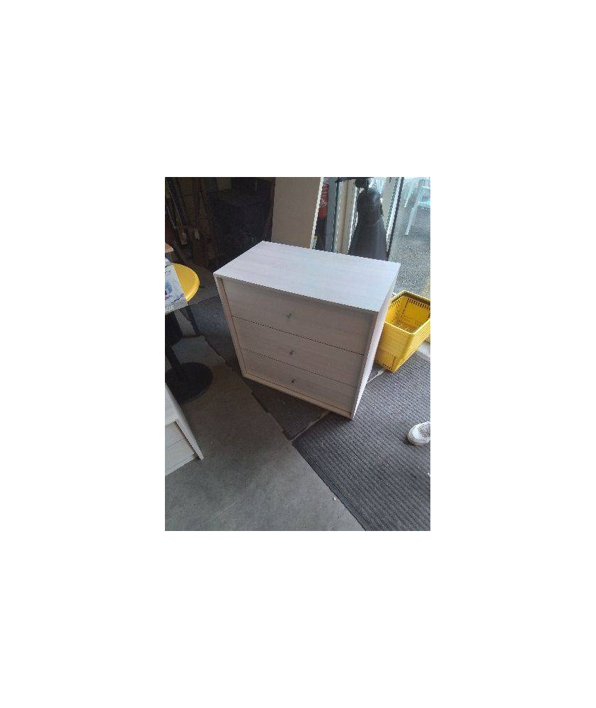 COMMODE 3 TIROIRS BOIS BLANC 