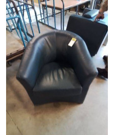 FAUTEUIL CLUB PIVOTANT  CUIR ET PU BLEU