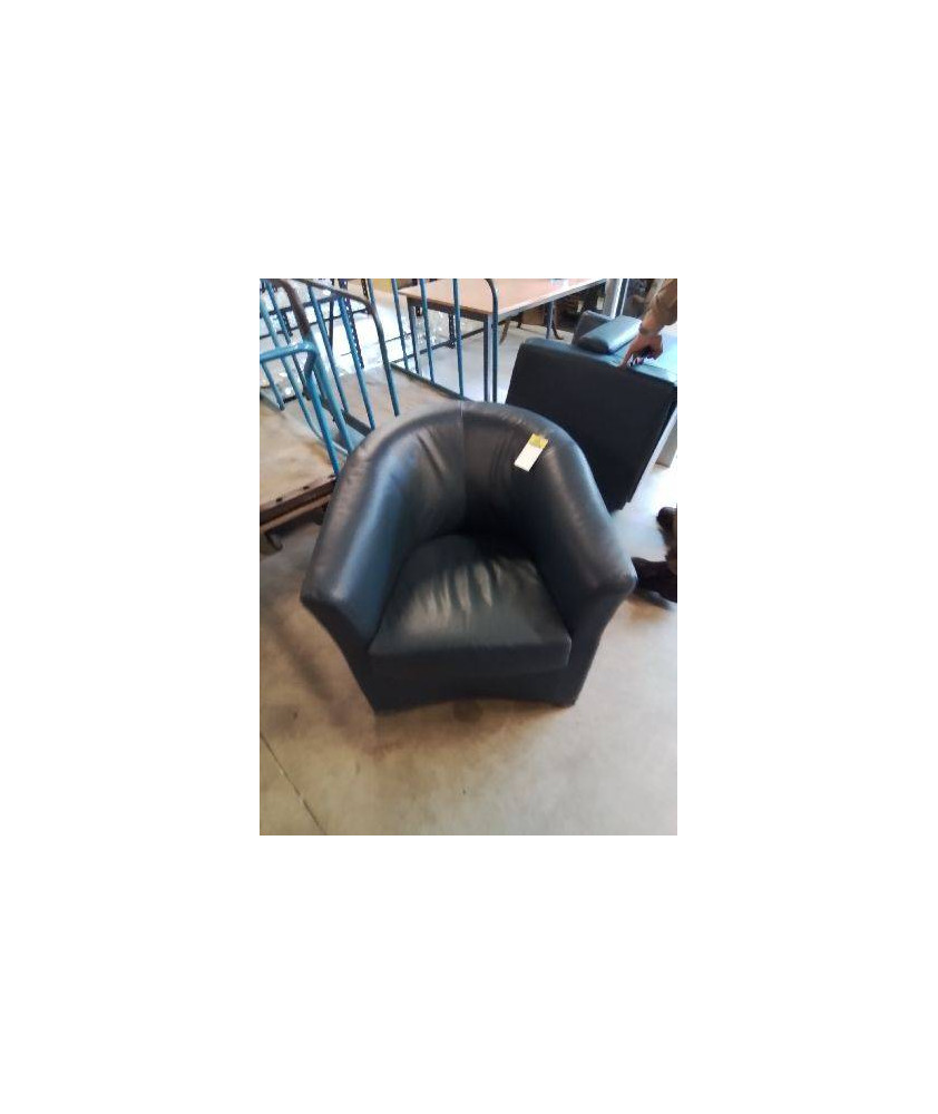 FAUTEUIL CLUB PIVOTANT  CUIR ET PU BLEU