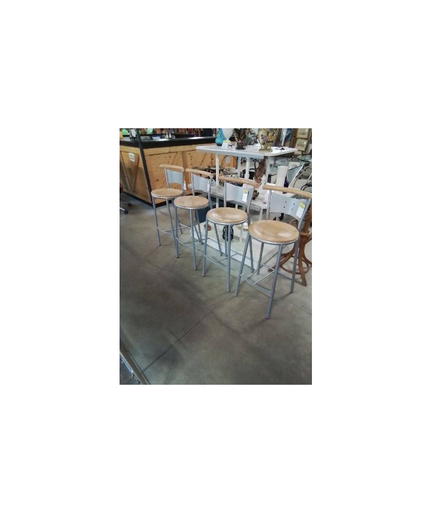 TABOURET PIÈTEMENT MÉTAL ASSISE BOIS CLAIR