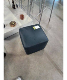 POUF CARRÉ CUIR BLEU