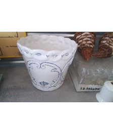 CACHE POT BLANC BLEU 
