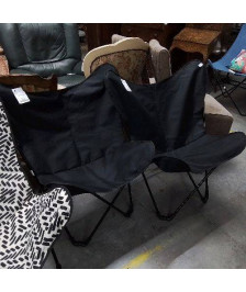 FAUTEUIL PAPILLON PLIABLE NOIR MOTIFS GEOGRAPHIQUE NOIR/BLANC