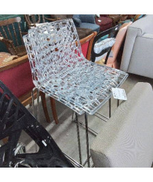 PAIRE TABOURET NID D\'ABEILLE CRISTAL PIED CHROME