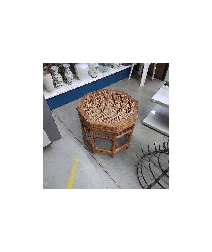 PETITE TABLE ROTIN ET CANNAGE 