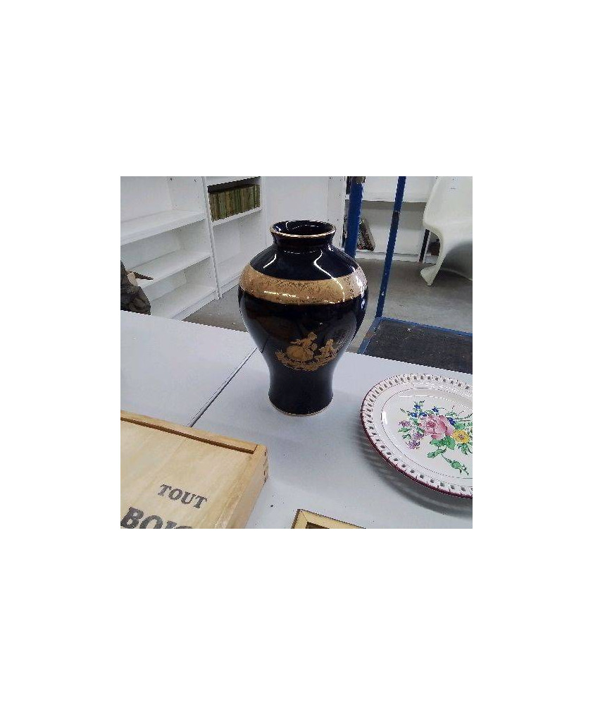 VASE BLEU DE LIMOGES 