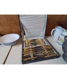 LOT DE 24 COUTEUX EN INOX ET RESINE 