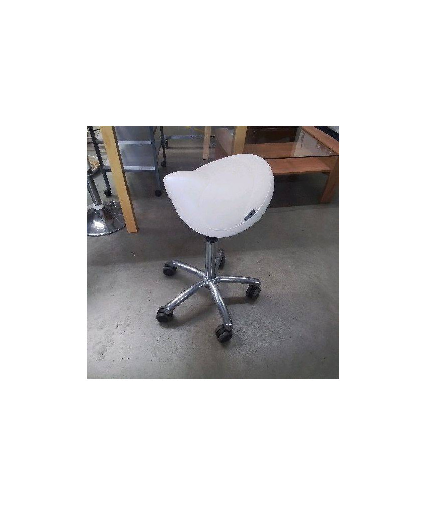 TABOURET BLANC SELLE ROULETTES 