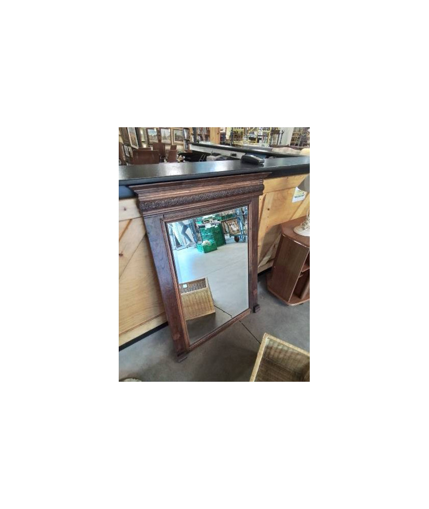 MIROIR RECTANGULAIRE BOIS MOULURÉ ET SCULPTÉ FIN XIXE 