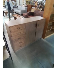 BUFFET BOIS MARRON 5 TIROIRS 2 PORTES