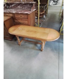 TABLE BASSE RECTANGULAIRE A ENTRETOISE PIEDS BALUSTRE BOIS CLAIR 