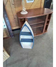 ETAGERE BARQUE BOIS BLANC ET BLEU 