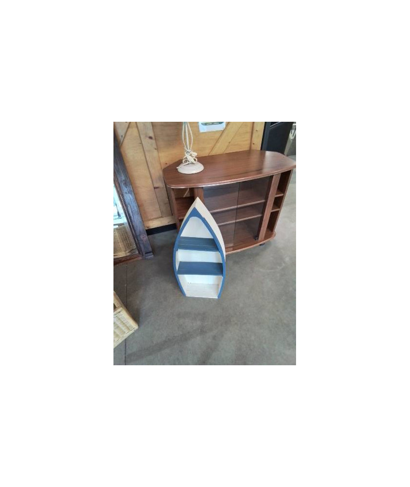 ETAGERE BARQUE BOIS BLANC ET BLEU 