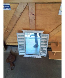 MIROIR BOIS GRIS CERUSÉ 2 PORTES BATTANTES 
