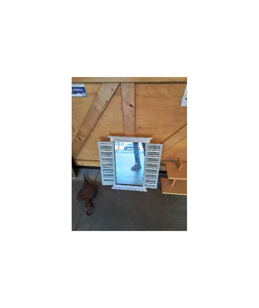 MIROIR BOIS GRIS CERUSÉ 2 PORTES BATTANTES 