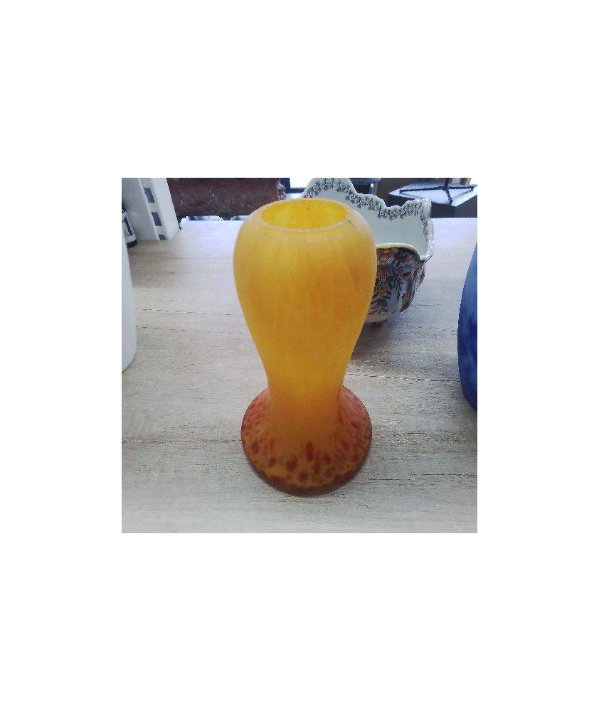 VASE PATE DE VERRE ORANGE
