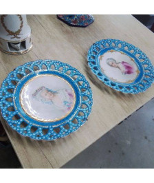 ASSIETTE DECORATIVE BLEUE LA PAIRE