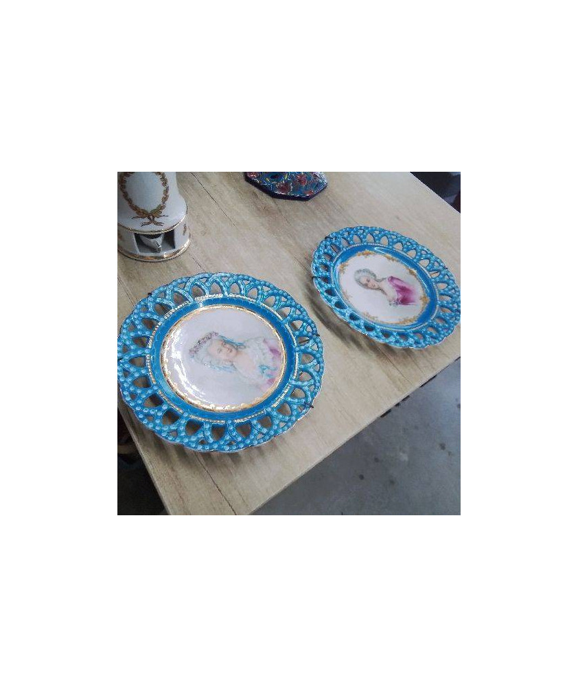ASSIETTE DECORATIVE BLEUE LA PAIRE