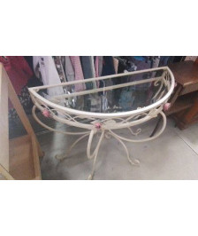 CONSOLE DEMI LUNE VERRE METAL