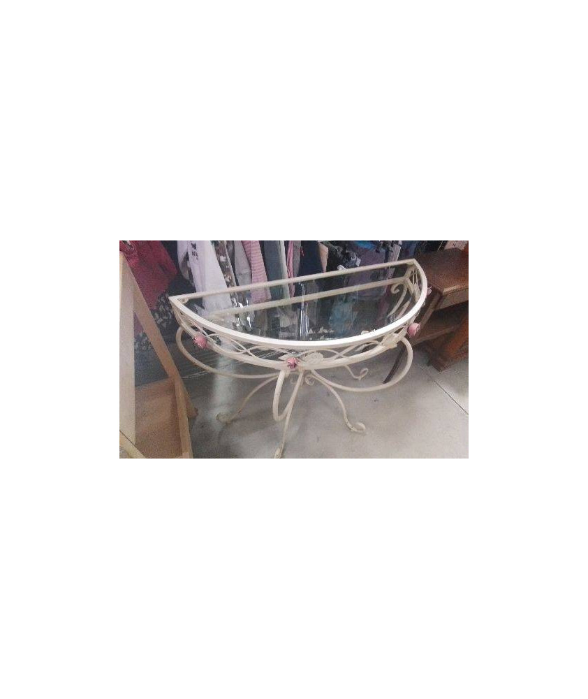 CONSOLE DEMI LUNE VERRE METAL